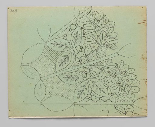 Lace pattern for a cloth of bobbin lace with golden vine branches and flowers