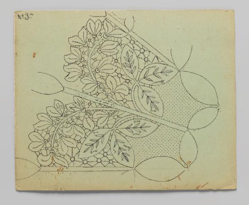 Lace pattern for a garment of bobbin lace with golden vine branches and flowers