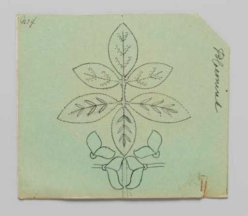 Lace pattern for a garment of bobbin lace with golden vine branches and flowers
