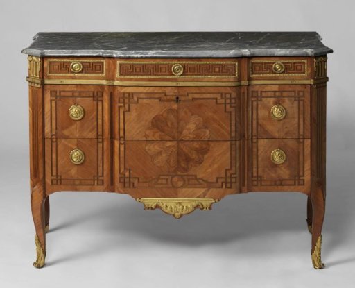 Commode of oak veneered with rosewood, amaranth and maple and fitted with gilded bronze mounts