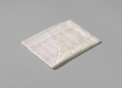 Linen damask tablecloth with a floral pattern