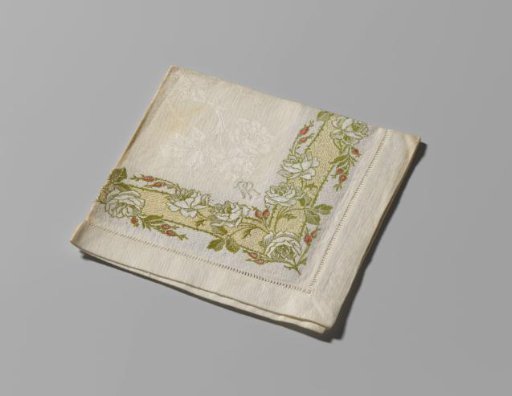 Linen damask handkerchief with a floral pattern