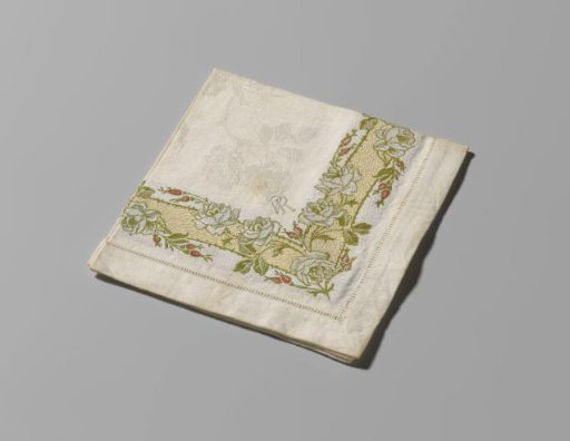 Linen damask handkerchief with a floral pattern