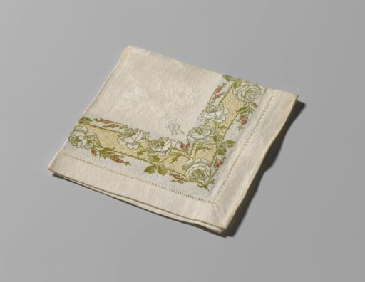 Linen damask handkerchief with a floral pattern