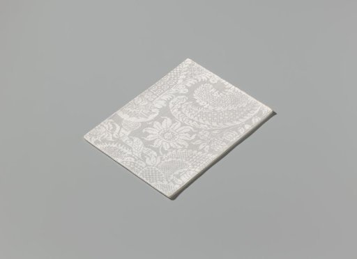 Linen damask napkin with a scroll pattern