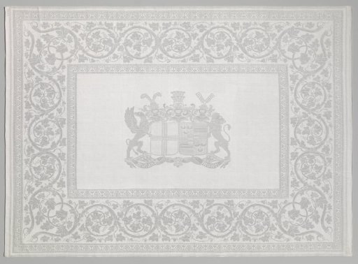 Linen damask napkin with coats of arms