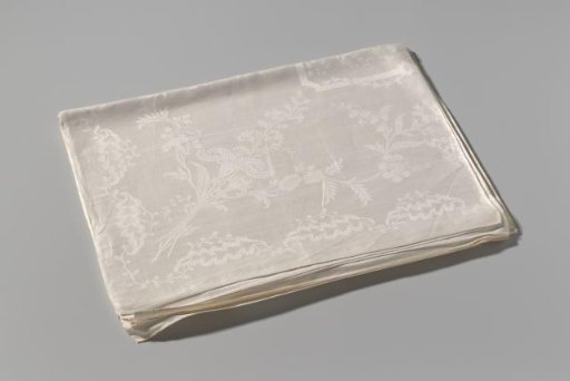 Tablecloth with Floral Pattern within Panels of Branches