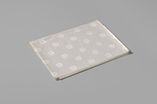 Napkin with pattern of rosettes and rose branches. Mark 100 and HW.