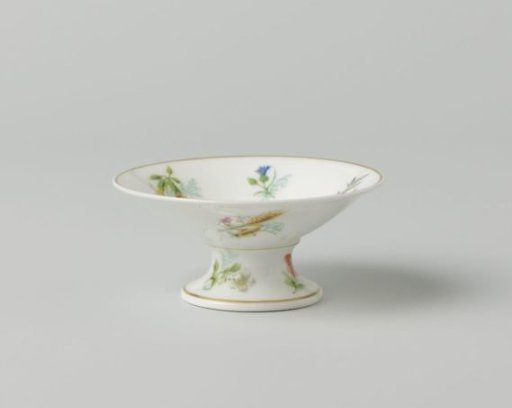 Dish on foot with various flower sprays