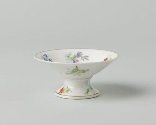 Dish on foot with various flower sprays