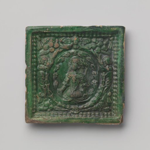 Stove tile with relief decoration