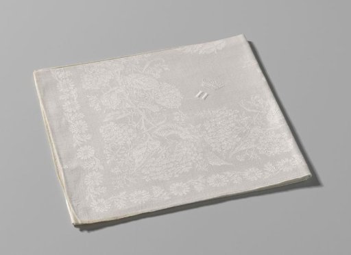 Napkin of white linen damask