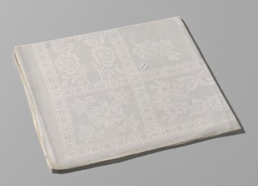 Napkin of white linen damask