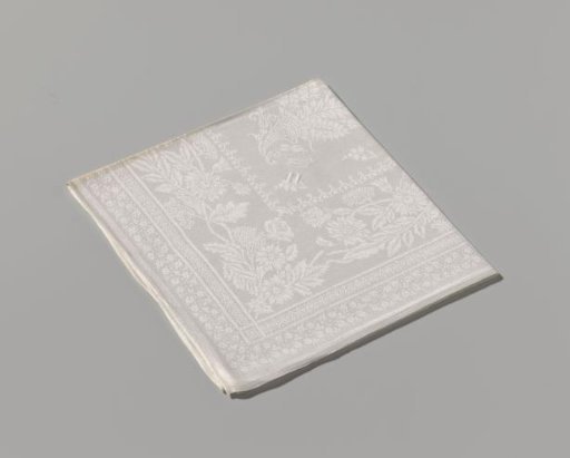 Napkin of white linen damask
