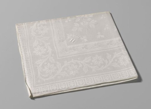 Napkin of white linen damask