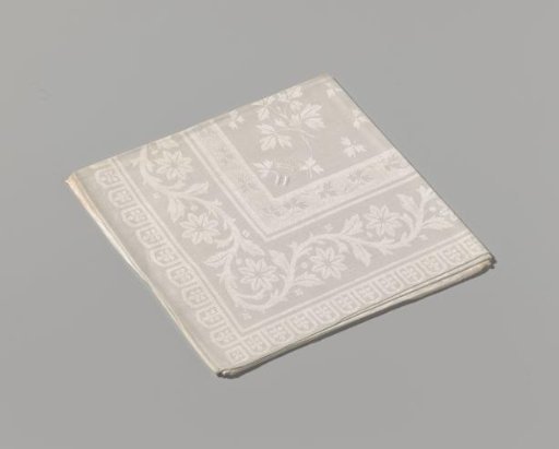 Napkin of white linen damask