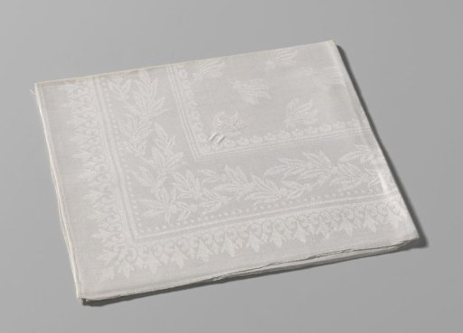 Napkin of white linen damask