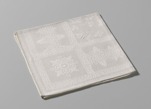 Tablecloth of white linen damask