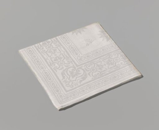 Tablecloth of white linen damask