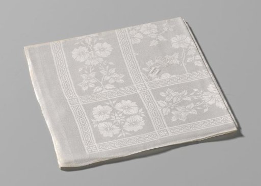 Tablecloth of white linen damask