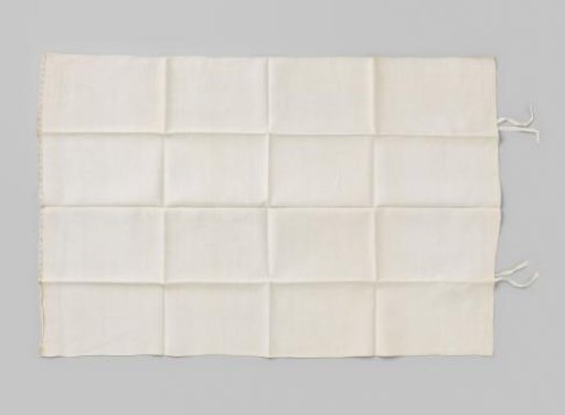 White Linen Pillowcase with Lace Border, Marked HW 24