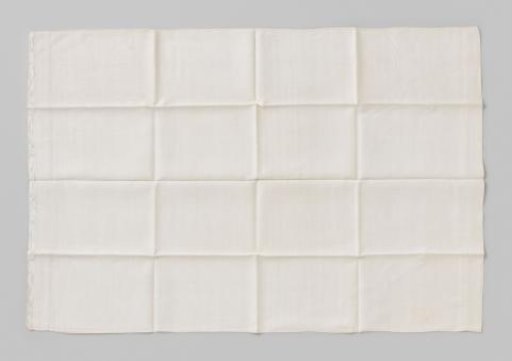 White Linen Pillowcase with Lace Border, Marked HW 24