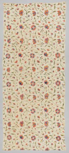 Fragment of a Coverlet of Oriental Textile with Embroidery
