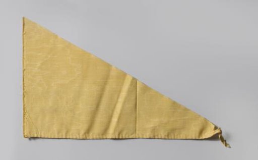 Fragment of a Bed Set of Yellow Watered Wool with Green Passementerie and Hanging Tassels