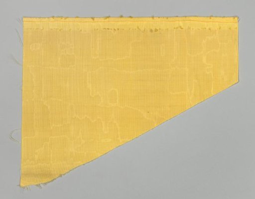 Fragment of a Bed Set of Yellow Watered Wool with Green Passementerie and Hanging Tassels
