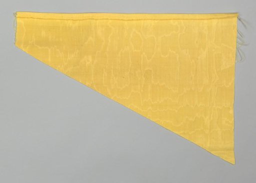 Fragment of a Bed Suite of Yellow Watered Wool with Green Passementerie and Hanging Tassels