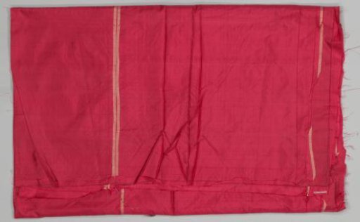 Lining of red silk, belonging to a curtain