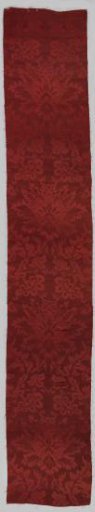 Fragment of red silk weave; damask.