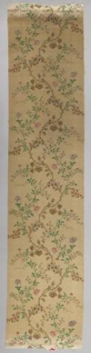 Textile with decoration of branches, leaves, flowers and fruits