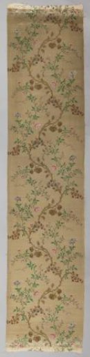 Textile with decoration of branches, leaves, flowers and fruits