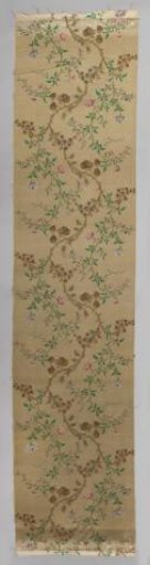 Textile with decoration of branches, leaves, flowers and fruits