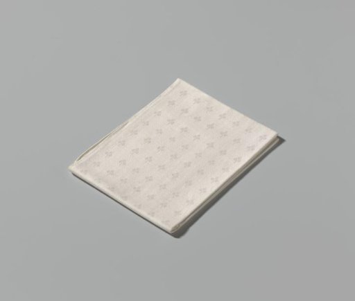 Napkin of white linen damask with motif "clover leaf". Marked: 1871.