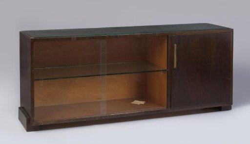 Thematic furniture with sliding windows on the left side and a door on the right side