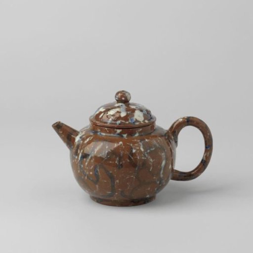 Teapot with Lid, Blue-White Marbled