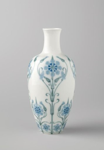 Vase with a symmetrical pattern of flower stems
