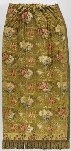 Curtain, with floral design on a yellow ground