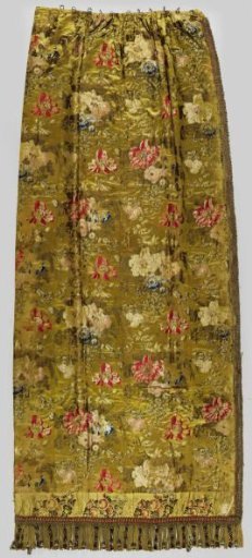 Curtain, with floral design on a yellow ground