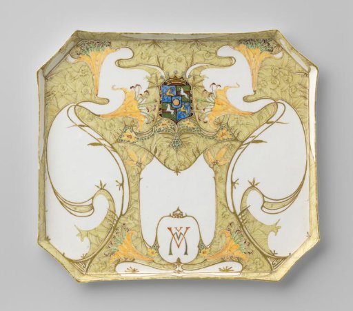 Leaf, part of a tête-à-tête, painted with lilies