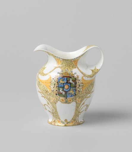 Milk jug, part of a tête-à-tête, painted with lilies