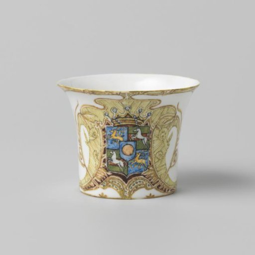 Cup, teacup, part of a tête-à-tête, painted with lilies