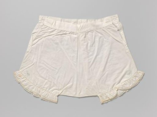 Cotton children's underpants, decorated with embroidered flowers and trimmed with a machine-made lace strip