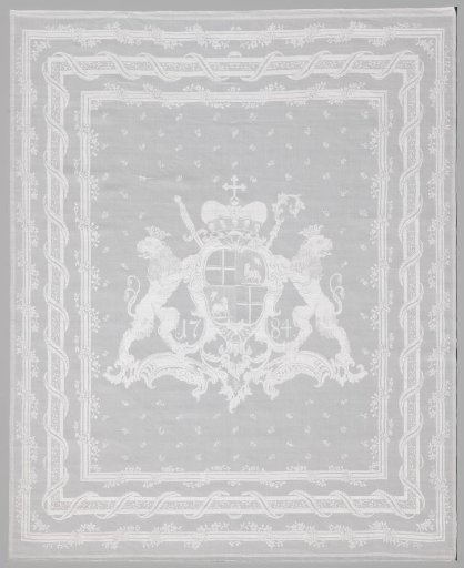 Napkin of linen damask with a coat of arms