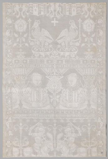 Napkin of white linen damask