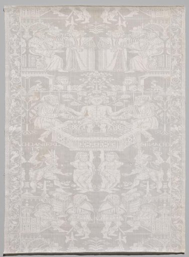 Napkin of white linen damask