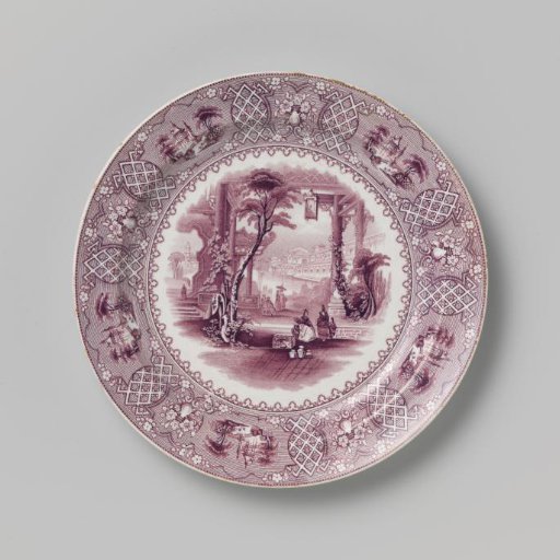 Plate with a flat view of a Chinese city