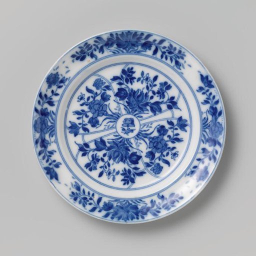 Plate decorated with blue flowers